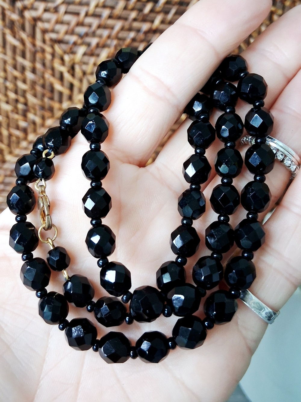 Black Faceted Bead Necklace - Women Jewelry